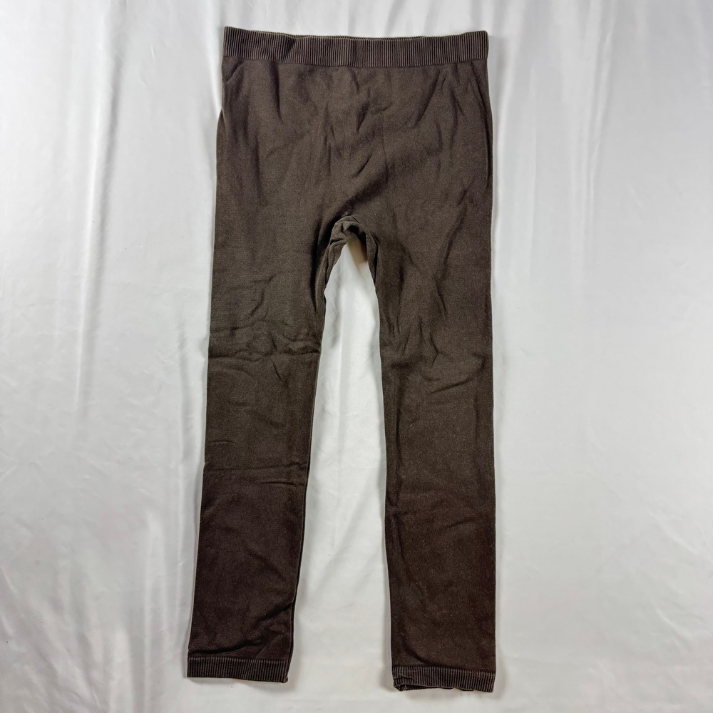 Expressions Lingerie Women 3X Brown Ribbed Waist Cotton Blend Leggings